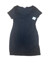 NEW Isaac Mizrahi Short Sleeve Round Neck Mini Sheath Dress Black Lace W... - £14.75 GBP