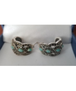 Elevate Your Elegance with Our Silver Amazonite &amp; Marcasite J Hoop Earri... - $59.99