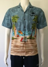 TWO PALMS Men&#39;s Hawaiian Beach Graphic Print Short Sleeve Button Shirt (... - £19.62 GBP