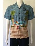 TWO PALMS Men&#39;s Hawaiian Beach Graphic Print Short Sleeve Button Shirt (... - £19.99 GBP