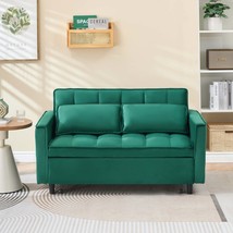 Green Velvet Sofa: Elegant, 3-in-1 Convertible - £365.66 GBP