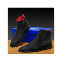 Men TAYNO Chelsea Chukka Micro Suede Soft Comfortable Zip up Boot Coupe Black image 3