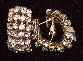 Vintage RHINESTONE &amp; Goldtone Earrings - Pierced - £15.41 GBP