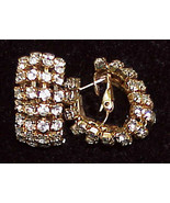 Vintage RHINESTONE &amp; Goldtone Earrings - Pierced - £16.02 GBP