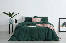 Emerald Green Cotton Duvet Cover Stonewashed Cotton Bedding Soft Comforter Cover - £44.33 GBP+