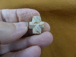 CR594-3) 3/4&quot; Fairy Stone CHRISTIAN CROSS Staurolite Lucky Crystal lucky charm - £11.94 GBP