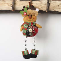 Christmas Plaid Cloth Beads Leg Pendants Christmas Window Decoration Cartoon Sma - £1.57 GBP