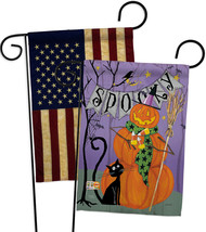 Spooky Pumpkin Men - Impressions Decorative USA Vintage - Applique Garden Flags  - £24.49 GBP