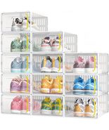 12 Pack Shoe Storage Boxes，Clear Plastic Stackable Shoe Organizer for Cl... - £44.03 GBP