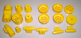 17 Used Lego Yellow Space Wheels Jet Engine Cylinder Cone Naboo Fighter 30360 - £7.95 GBP