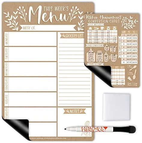Rustic Kraft 2 Magnetic Meal Planner | Weekly | Calendar &amp; Planners - $19.99