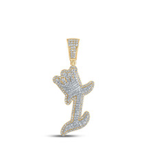 10kt Yellow Gold Mens Round Diamond I Crown Letter Charm Pendant 1 Cttw - £947.95 GBP