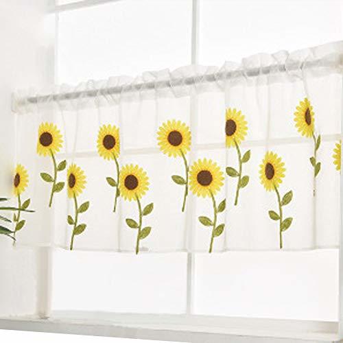 George Jimmy Sunflower Embroidered Window Curtain Kitchen Curtain Coffee Screens - $14.74