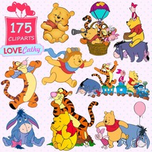 Winnie the Pooh, Tigger, Piglet, Clipart Digital, PNG, Printable, Party - £2.21 GBP