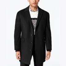 Calvin Klein Mens Minneapolis Wool-Blend Slim-Fit Overcoat, 42 R/Black - £117.99 GBP