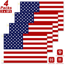 4 x American Flags 3&#39;x5&#39; FT USA US Polyester Stars Brass Grommets Fade R... - £19.60 GBP