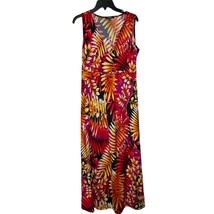 Elementz Tropical Palm Print Colorful Maxi Dress Surplice V-Neck Women Medium - £15.56 GBP