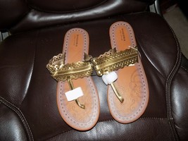 SONOMA Sandals Bronze Flip Flops Dress Shoes Size L (9/10) Women&#39;s NEW HTF - £16.33 GBP
