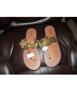 SONOMA Sandals Bronze Flip Flops Dress Shoes Size L (9/10) Women&#39;s NEW HTF - £16.37 GBP