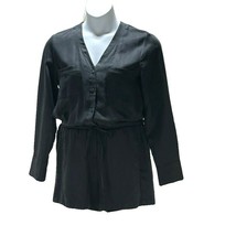 KENNETH COLE New York Black Size M Linen Blend Long Sleeve Romper NWT - $32.39