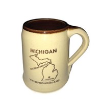 Vintage Michigan Water Wonderland Mackinac Bridge Souvenir Mug - £13.21 GBP