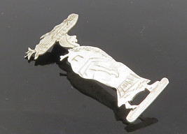 900 Sterling Silver - Vintage Etched Person Carrying Basket Brooch Pin -... - $25.48