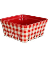 Pioneer Woman ~ RED Gingham ~ 7.5&quot; Square x 3.75&quot; Tall ~ Stoneware Fruit... - $57.73 CAD