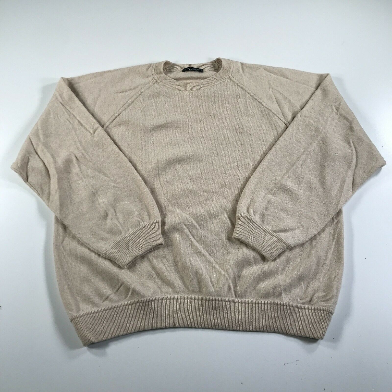 Primary image for Corso Vannucci Cashmere Sweater Mens 52 XL Beige Crew Neck Long Sleeve Italy