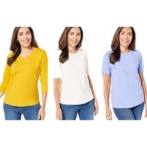 Denim &amp; Co. Essentials Perfect Jersey Knit Tops Set of 3 SMALL (505) - £27.09 GBP