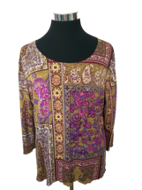 Dressbarn  Blouse Women&#39;s Size 2X  Multicolor Boho Paisley Pullover Long Sleeves - £12.57 GBP