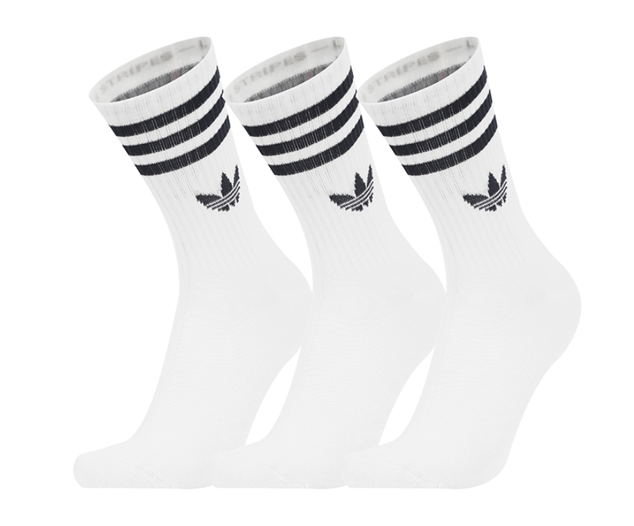 Adidas Originals 3S Crew Socks 3 Pairs Unisex Sports Casual Socks White ... - $36.81