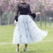 Gray Layered Tulle Skirt Outfit Women Plus Size Party Ruffle Tulle Skirt image 1