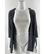 J Jill Cardigan Open Front Top Size XS Petite Navy Blue White Striped Ho... - $31.68