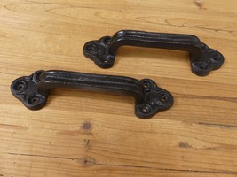 2 Barn Door Handles Large Heavy Duty Cast Iron Black Drawer Pulls Gate R... - $377.73 MXN