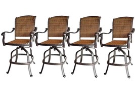 Outdoor bar stools Santa Clara wicker swivel set of 4 cast aluminum patio. - £1,092.70 GBP