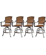 Outdoor bar stools Santa Clara wicker swivel set of 4 cast aluminum patio. - $1,870.01 CAD