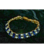 Beautiful Antique Blue &amp; White Czecho Slovakia Glass Bracelet-Lot B28 - $160.00