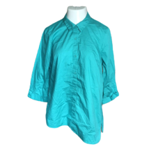 ND New Directions Asymmetrical Button Up Shirt ~ Sz L ~ 3/4 Sleeve ~ Easy Care - £10.56 GBP