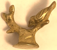 Vintage Brass Miniature Figurine A Bird On A Branch , 1- 3/4 inch [e-09] - $14.10 CAD
