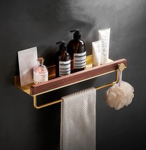 Bathroom shelf with towel bar, Floating wooden wall shelf, Kitchen storage shelf - £80.18 GBP
