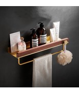 Bathroom shelf with towel bar, Floating wooden wall shelf, Kitchen stora... - $137.15 CAD