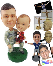 Personalized Bobblehead Military Father And Son Having A Great Time Outdoors - P - £117.99 GBP