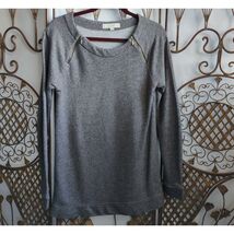Ann Taylor LOFT Grey Shoulder Zip Tunic Sweatshirt French Terry Small 32... - $14.85