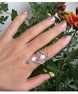 Wire wrapped ring, white mother of pearls leaves - $28.00