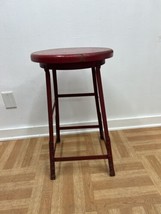 Vintage DRAFTING STOOL industrial metal kitchen bar shop chair adjustable red - £63.94 GBP
