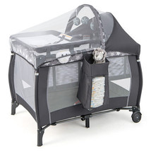 Portable Baby Nursery Center 4-in-1 Portable Travel Crib-Gray - Color: Gray - £125.33 GBP