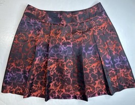 Lane Bryant Floral Skirt 20 Red/Purple/Black Gradient A-Line Pleats Zipper EUC - £16.01 GBP