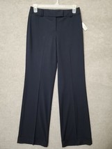 Talbots Trouser Style Dress Pants Womens 8 Long Navy Blue Wide Leg Cuffe... - $39.47