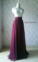 Burgundy Floor-length Tulle Skirt Outfit Bridesmaid Plus Size Tulle Skirt image 6