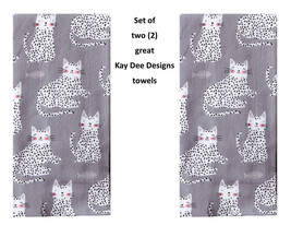 KAY DEE DESIGNS &quot;Purr&quot; Cats Kittens R7630 Two Dual Purpose Terry Towels~... - £12.55 GBP